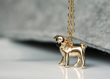 Halskette Mops vergoldet SterlingSilber Kette